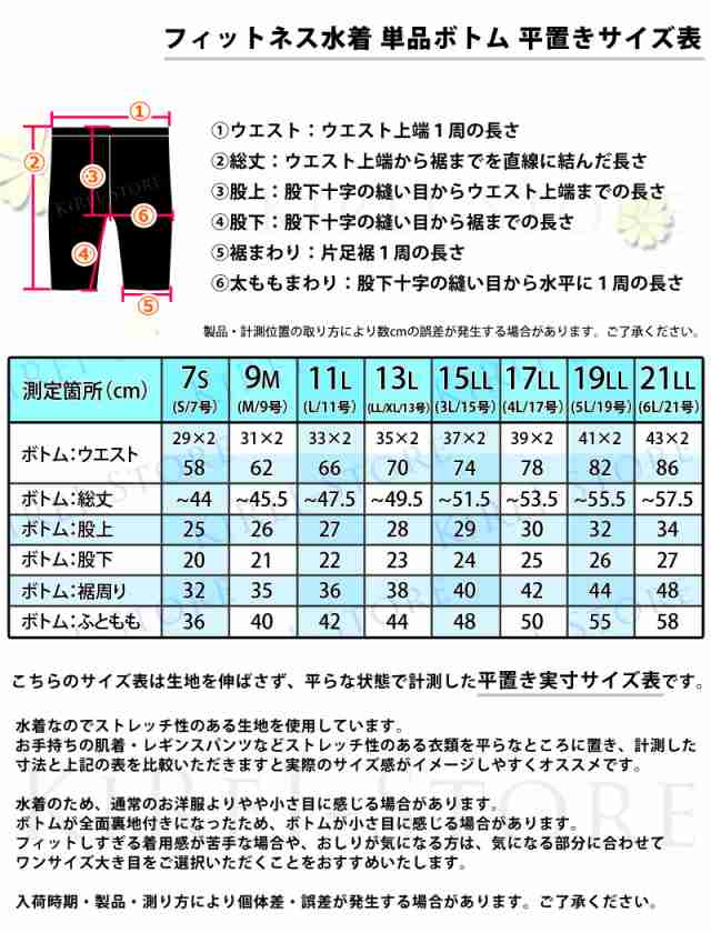 スイムボトム フィットネス水着 4分丈スイムスパッツ単品 大きいサイズ レディース KBボトム/kbbtm KIREI BEACH ネコポス送料無料の通販はau  PAY マーケット - きれいすとあ