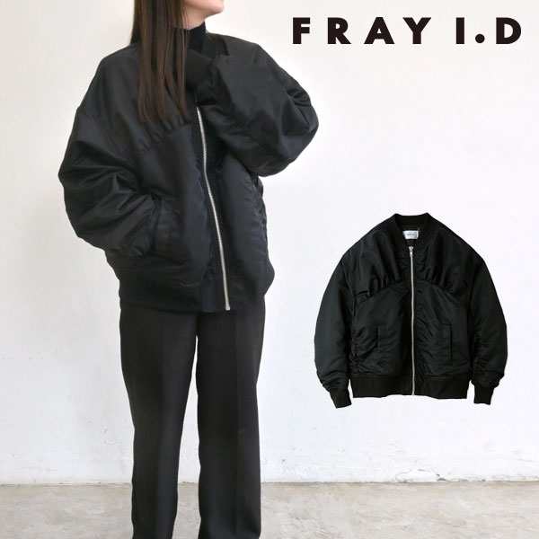 【SALE50%OFF】 フレイアイディー FRAY I.D ルーズギャザーMA1 レディース アウター ジャケット MA-1 ノーカラー ミドル  fwfj225015｜au PAY マーケット