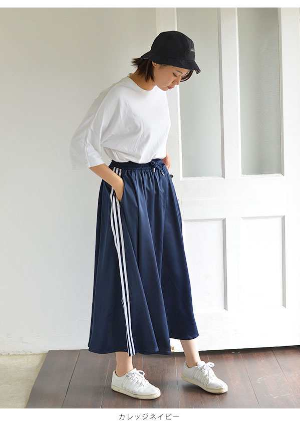 adidas originals LONG SATIN SKIRT ネイビー-connectedremag.com