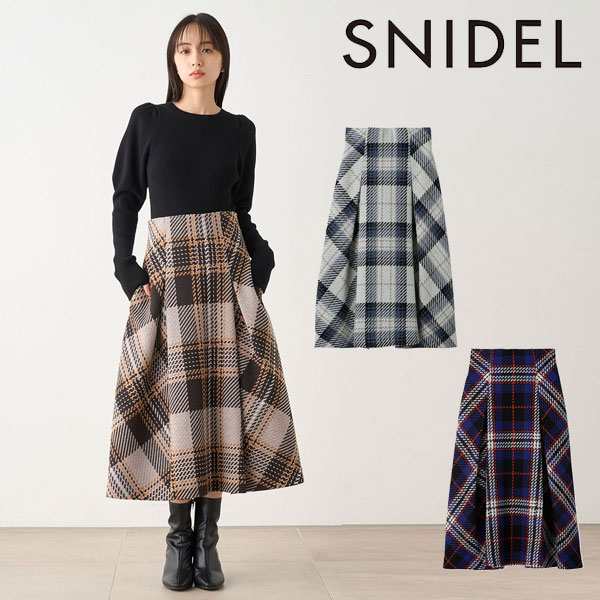 期間限定10%OFF】 スナイデル SNIDEL 23秋冬 ロービングチェックミディ