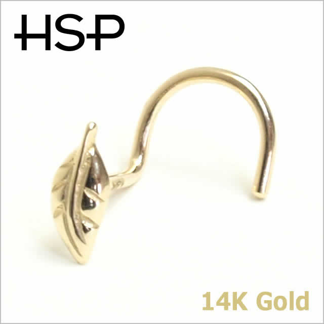 14K ゴールド リーフ ノーズスクリュー 20G【宅配便送料無料】
