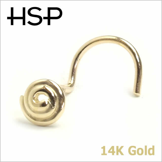 14K ゴールド スパイラル ノーズスクリュー 20G【宅配便送料無料】