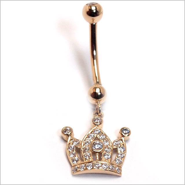 本物 14金 イエローゴールド 14k パヴェ ジュエル クラウン ダングル バナナバーベル 王冠 の通販はau Pay マーケット Hsp ボディピアス アクセ