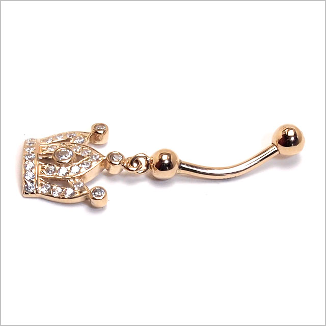 本物 14金 イエローゴールド 14k パヴェ ジュエル クラウン ダングル バナナバーベル 王冠 の通販はau Pay マーケット Hsp ボディピアス アクセ