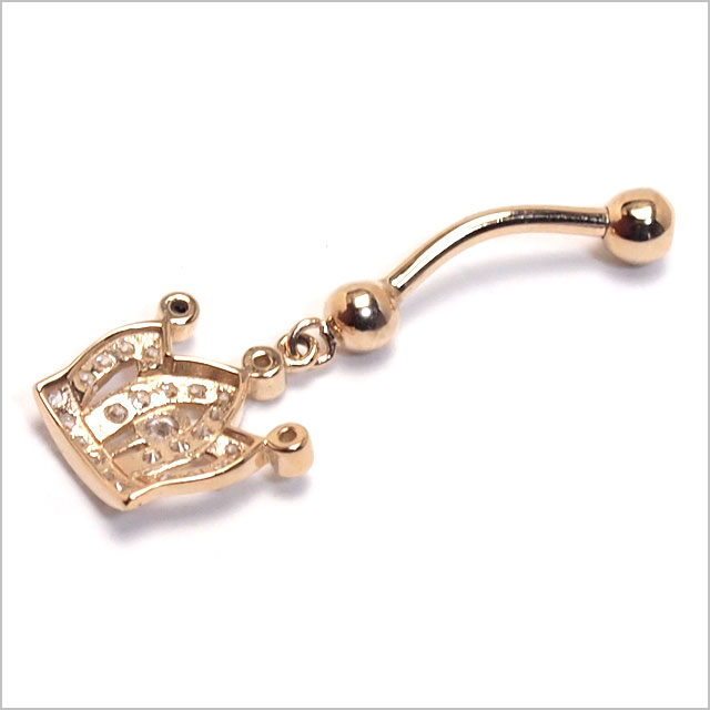 本物 14金 イエローゴールド 14k パヴェ ジュエル クラウン ダングル バナナバーベル 王冠 の通販はau Pay マーケット Hsp ボディピアス アクセ