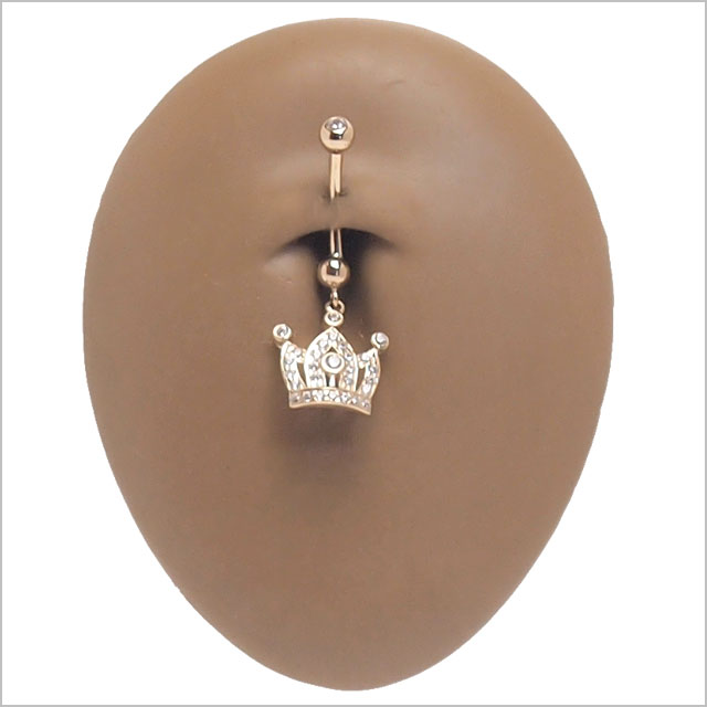 本物 14金 イエローゴールド 14k パヴェ ジュエル クラウン ダングル バナナバーベル 王冠 の通販はau Pay マーケット Hsp ボディピアス アクセ