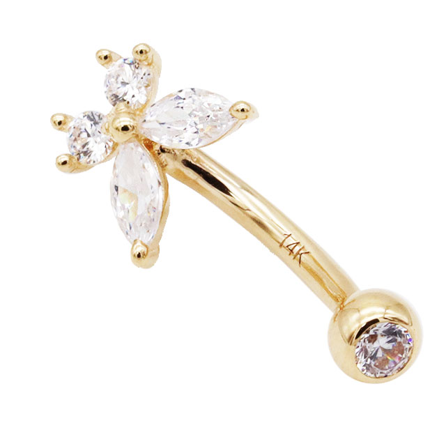 ヘソピアス 14G 14K ゴールド ミニ バタフライ 蝶々 ジュエル バナナバーベル ボディピアス へそピアス 耳ピアス ヘソピアス レディース メンズ ボディピアス_3