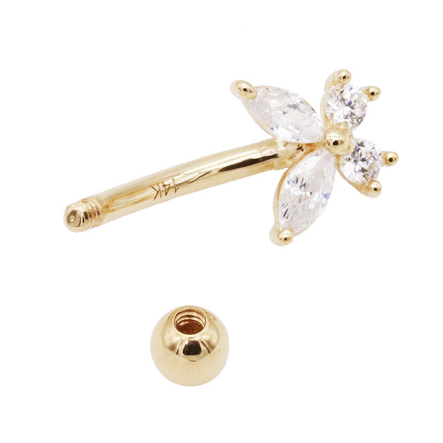 ヘソピアス 14G 14K ゴールド ミニ バタフライ 蝶々 ジュエル バナナバーベル ボディピアス へそピアス 耳ピアス ヘソピアス レディース メンズ ボディピアス_5