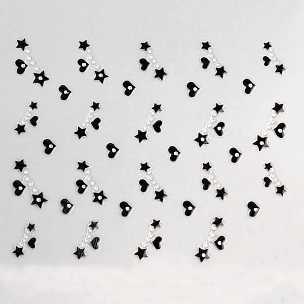 単品激安390円 ネイルシール ブラックアートスター ハート クリアストーン付き の通販はau Pay マーケット Hsp ボディピアス アクセ