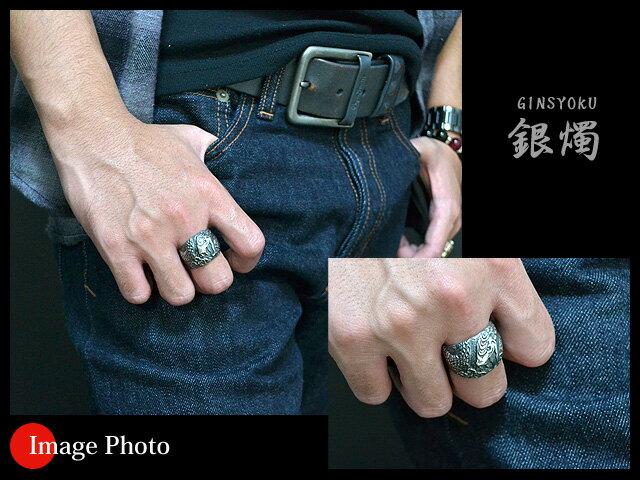 「蛇牡丹」リング◆銀燭/和柄[mij_g][mij]