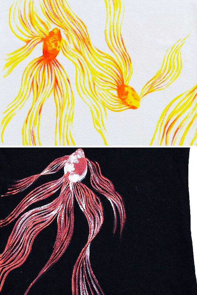 手描き半袖Tシャツ「金魚」◆手描きの羽水/レディースの通販は