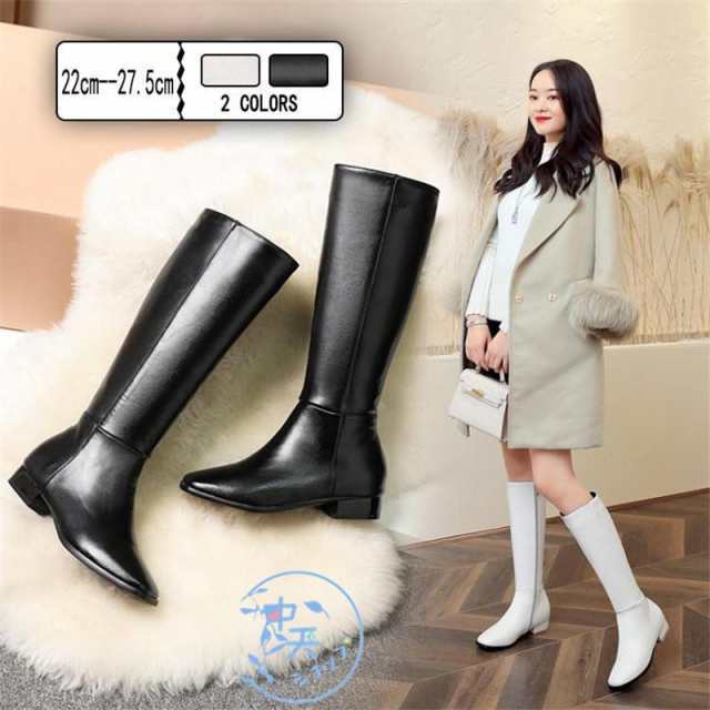 ロングブーツ レディース秋冬 ロングブーツ大きいサイズブーツ黒ミドルブーツローヒール22?27ｃｍ防寒走れるブーツ美脚シューズ防寒 保温の通販は 7,205円