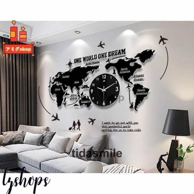 壁掛け時計 世界地図 壁時計 北欧世界時計 世界地図 プレゼント 寝室 リビング壁飾り 店舗 会社用時計 w27の通販は