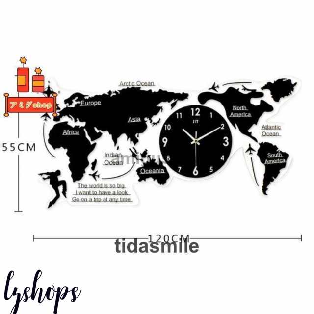 壁掛け時計 世界地図 壁時計 北欧世界時計 世界地図 プレゼント 寝室 リビング壁飾り 店舗 会社用時計 w27の通販は