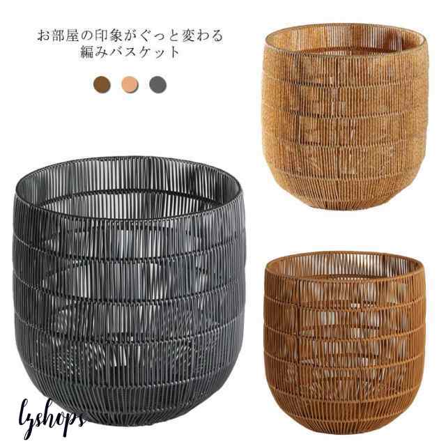 バスケット 編み 収納カゴ 収納バスケット ランドリーバスケット 円形 大容量 収納ボックス 収納ケース おもちゃ 衣類 収納 荷物 小物入の通販は