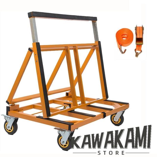 ガラス運搬用台車 折り畳みポニー台車 4輪 サイレント長尺物台車安全ベルト付き 業務用大型鋼管荷台車 耐荷重500kg 建設現場でのガラス、長尺物の運搬にの通販は
