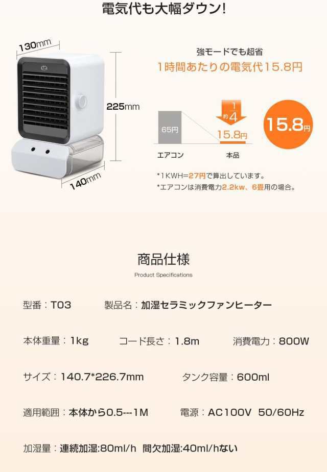 一台四役 加湿セラミックファンヒーター 電気ファンヒーター 加湿機能付き セラミックファンヒーター 小型 3秒速暖 卓上&床置き 温風