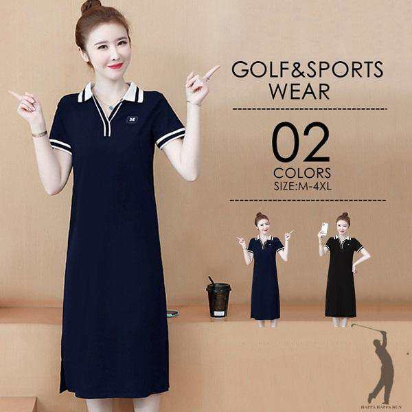 ゴルフウェア ワンピース ゴルフワンピース ポロシャツ レディース Aライン 着痩せ 夏コーデ 通気吸汗 半袖 きれいめ 40代50代 秋コーデの通販は 6,539円