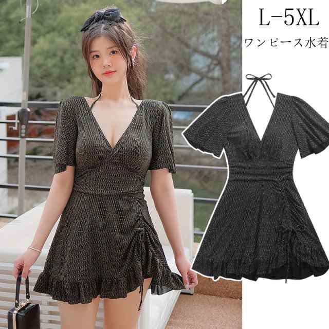 送料無料 ワンピース水着 大きいサイズ水着 半袖 ぽっちゃり水着 体型カバー 半袖 パッド付 ビーチ 小きいサイズ 海 プの通販は 5,364円