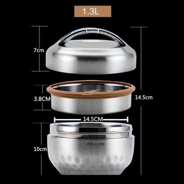 弁当箱 保温 丼ぶり型 1300ml 2段 ランチジャー ステンレス製 真空 女子 男子 小さめ 大容量 ランチバッグ付き 丼 軽量 保温時間4-6Hの通販は 5,033円