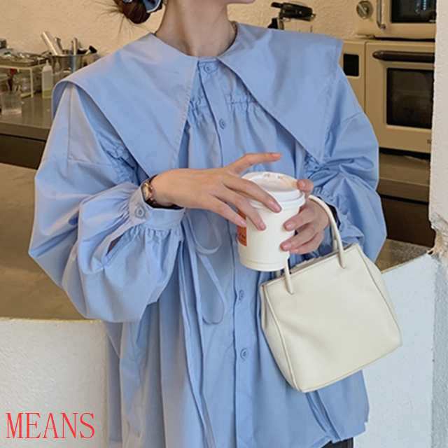 トップス シャツ 前開き ビッグカラー ピューリタンカラー 丸首 大きいサイズ きれいめ 女っぽ シンプル おしゃれ ラフ スマート 10代 20の通販は