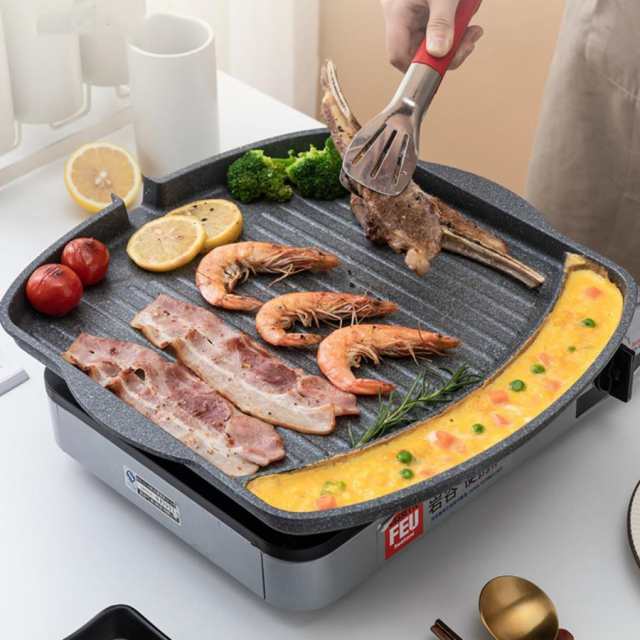 焼肉プレート 無煙 おしゃれ 電気 ガス 角型 鉄板マルチグリドルパン キャンプ 収納バッグ付き 鉄板 鉄鍋 フライパン 鍋 バーベキューの通販は