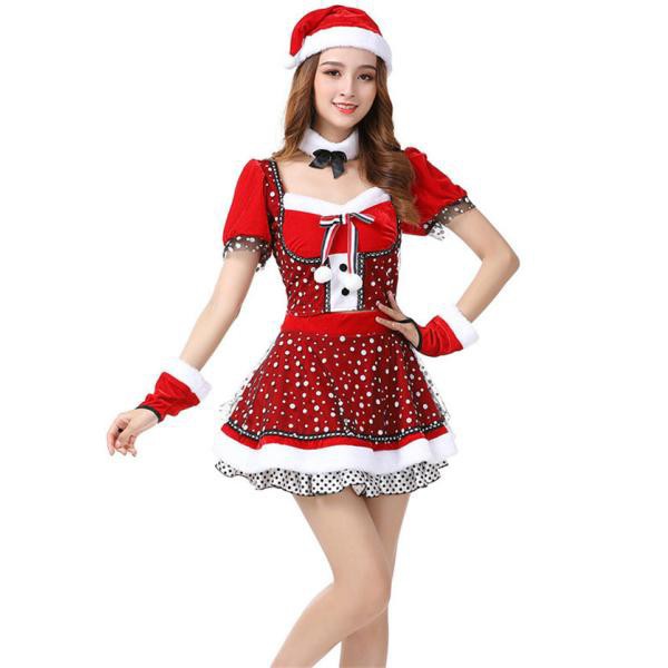 4点セット コスプレ クリスマス コスチューム レディース ワンピース 仮装 衣装 大人用 変身 パーティー イベント ギフト ハロウィン プの通販は