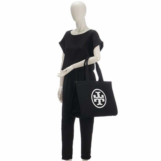 トリーバーチ TORY BURCH トートバッグ ELLA TOTE コットンキャンバス エラトート ダブルTロゴ 2023年秋冬新作 148792  0001