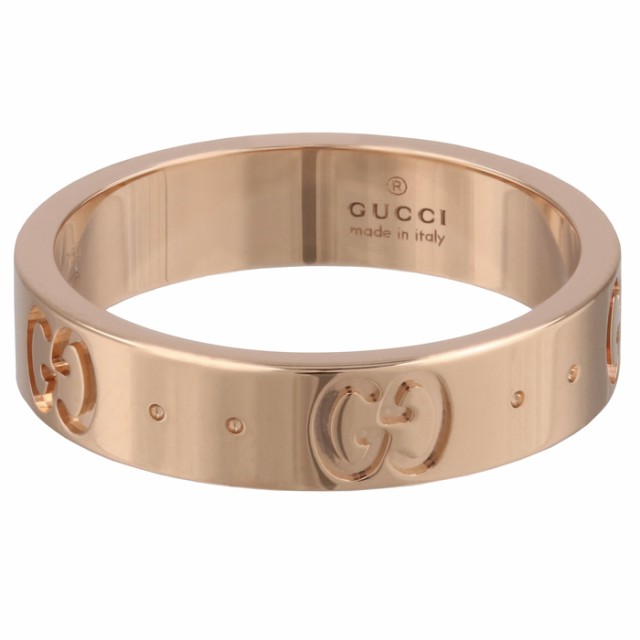 GUCCI リング アイコン 18K ピンクゴールド スリムリング エングレービング GGパターン 4mm幅 指輪 152045 J8500 5702