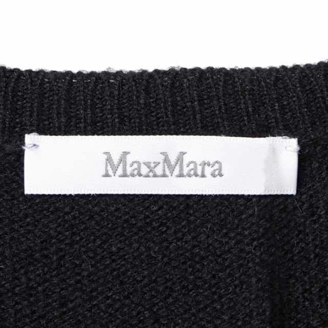 マックスマーラ MAX MARA ニット カシミヤ PALATO セーター MaxMaraGram ビジュー ロゴ 2023年秋冬新作 2313660533 0002 NERO