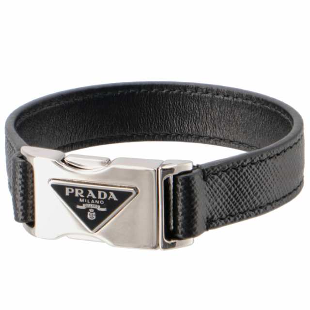 PRADA ブレスレット メンズ サフィアーノレザー ロゴ サイドリリースバックル 1cm幅 2IB433 053 002