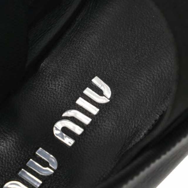 ミュウミュウ MIU MIU バレリーナ フラットパンプス ロゴバンド レザー バレエシューズ シューズ 靴 5F794D XUU 002