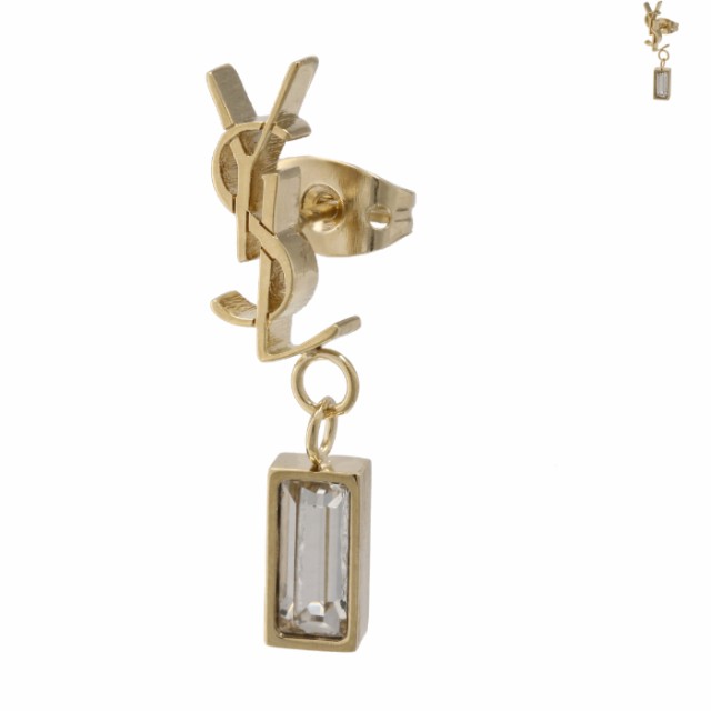 SAINT LAURENT PARIS スタッド シングルピアス 片耳用 カサンドラロゴ ラインストーンピアス 2024年春夏新作 746624 Y1526の通販は