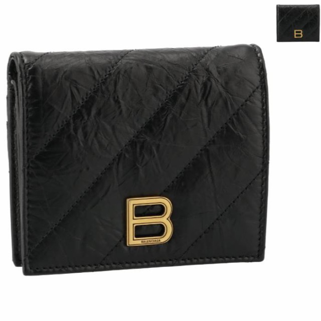 バレンシアガ BALENCIAGA 財布 二つ折り CRUSH フラップコイン&カードホルダー Bロゴ 二つ折り財布 2024年春夏新作 766461 210J1 の通販は折りたたみ財布