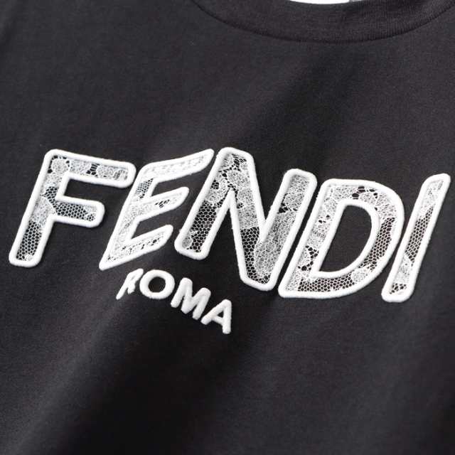 フェンディ FENDI 【大人もOK】キッズ Tシャツ FENDI ROMA レースロゴ