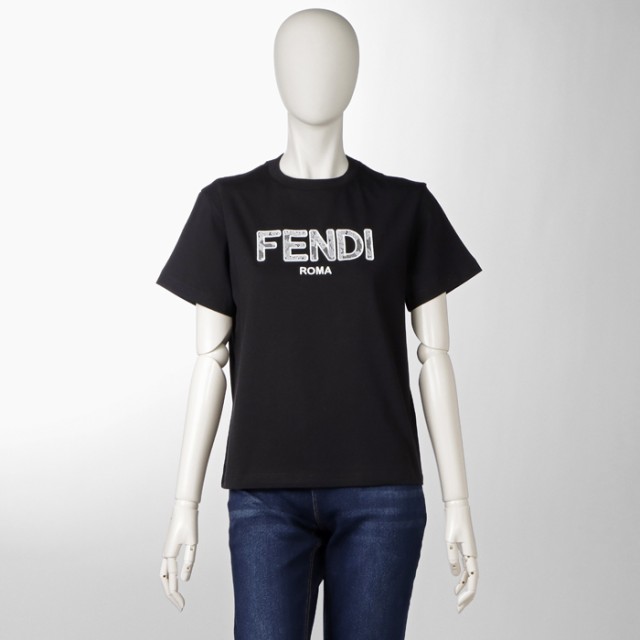 フェンディ FENDI 【大人もOK】キッズ Tシャツ FENDI ROMA レースロゴ クルーネック 半袖シャツ 2023年秋冬新作 JFI306  7AJ F0GME