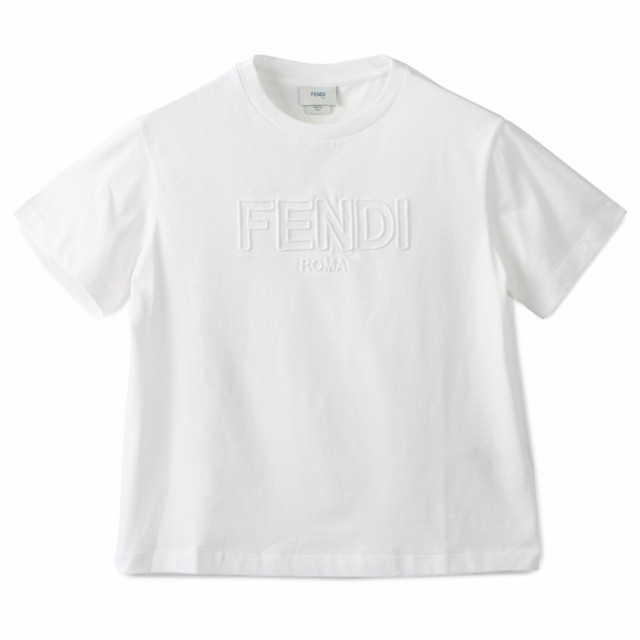 フェンディ FENDI 【大人もOK】キッズ Tシャツ FENDI ROMA レースロゴ クルーネック 半袖シャツ JFI306 7AJ F0TU9