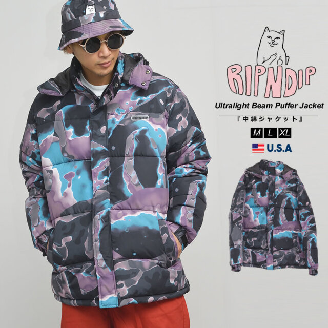 リップンディップ 中綿ジャケット メンズ アウター マーブル柄 総柄 RIPNDIP RND9504 ブランド 2022 秋冬 新作