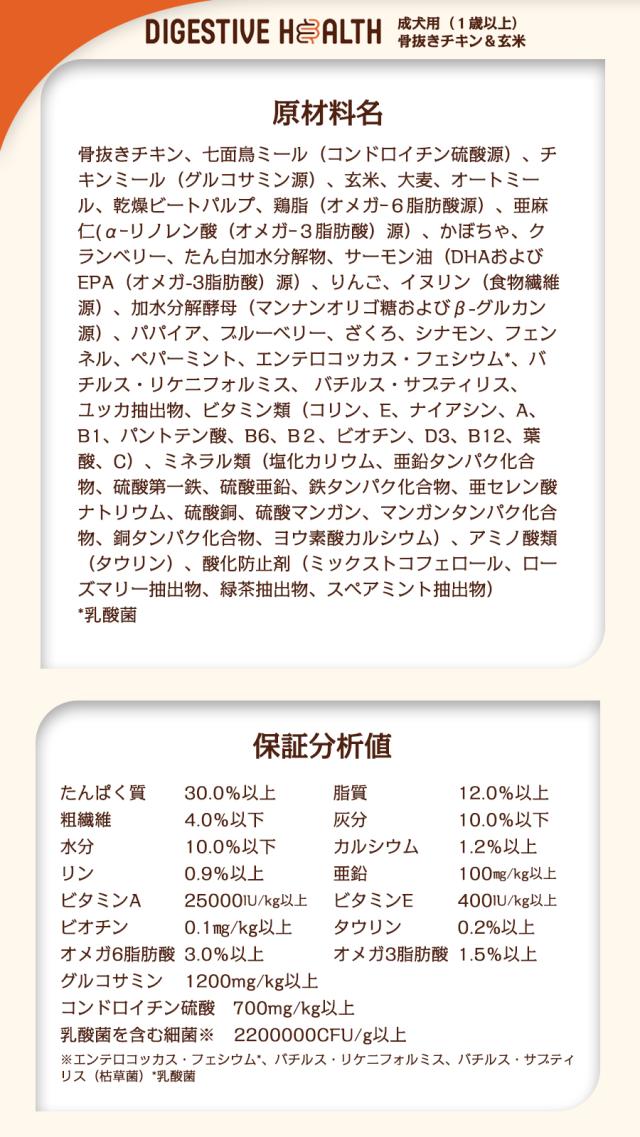 【リニューアル変更済】【沖縄以外送料無料】(選べる2つのおまけ付き)ウェルネス コアダイジェスティブヘルス 成犬用 １歳以上 骨抜きチキン＆玄米 1.8kg×2袋 犬 成犬 アダルト 乳酸菌 鶏 玄米 ドッグ ドック ドッグフード ドックフード 高消化性_4