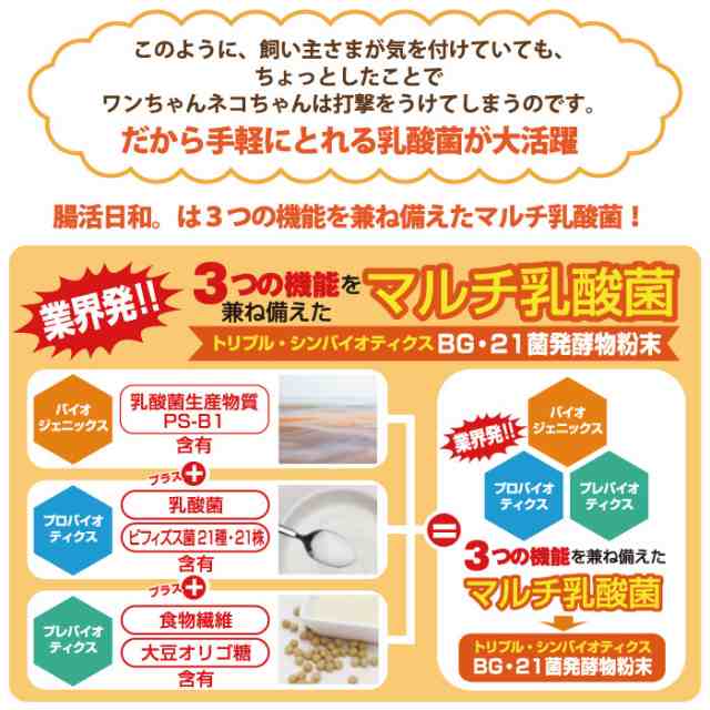 店内全品送料無料】乳酸菌 ペット サプリメント 犬 猫 腸活日和。30g (100日分)ネコポス対応のみ送料無料(同梱不可) 犬用 猫用 サプリの通販はau  PAY マーケット - ドッグパラダイスぷらすニャン