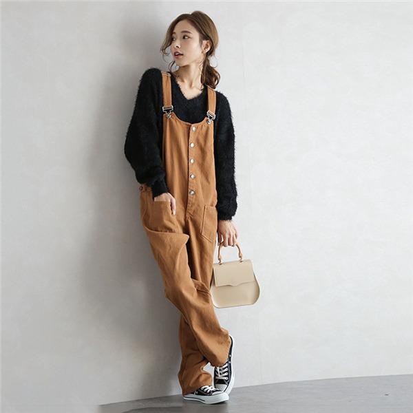 オーバーオール レディース 黒 デニム サロペット パンツ コーデ 20代 40代 春秋 ワイドパンツ ワンピースタイプ おしゃれ ゆったり 30代 50代の通販は