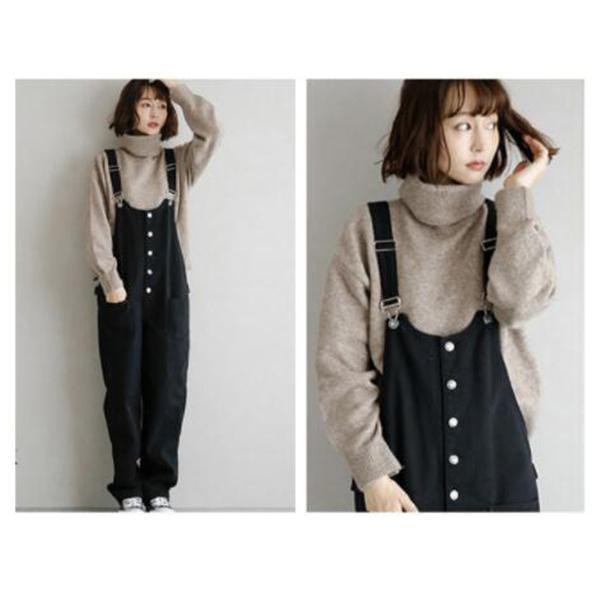 オーバーオール レディース 黒 デニム サロペット パンツ コーデ 20代 40代 春秋 ワイドパンツ ワンピースタイプ おしゃれ ゆったり 30代 50代の通販は