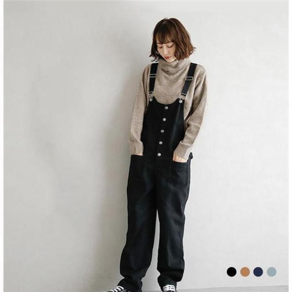 オーバーオール レディース 黒 デニム サロペット パンツ コーデ 20代 40代 春秋 ワイドパンツ ワンピースタイプ おしゃれ ゆったり 30代 50代の通販は