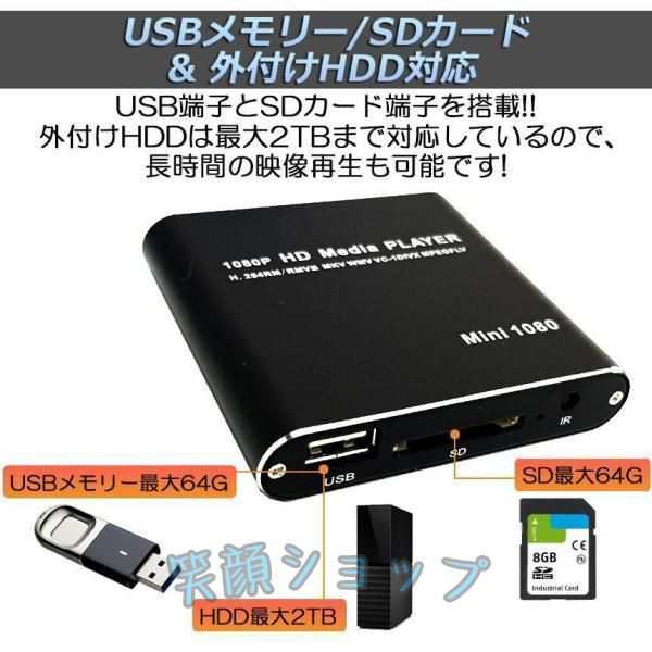 メディアプレーヤー デジタル 極小型 映像 再生機器 デジタル マルチメディアプレーヤー 大画面テレビや液晶モニターなどで簡単動画再生 SDカード U