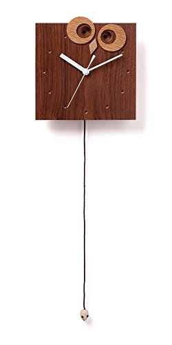 旭川家具 ドリーミィーパーソン 壁掛け時計 ふくろうとねずみ ウォルナット(中古品)