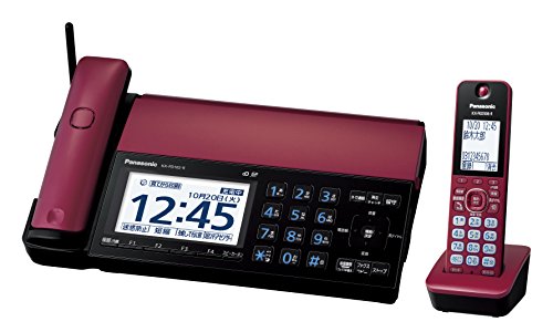 パナソニック デジタルコードレスFAX  スマホ連動 Wi-Fi搭載 ボルドーレッ (中古品)