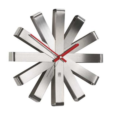 umbra RIBBON WALL CLOCK(リボン ウォールクロック) ニッケル 2118070-590(未使用の新古品)