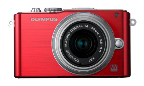 OLYMPUS ミラーレス一眼 PEN Lite E-PL3 レンズキット レッド E-PL3 LKIT R(中古品)