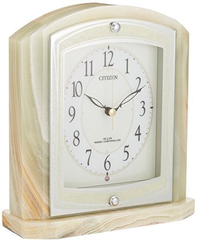 シチズン 置き時計 電波 アナログ パルラフィーネR400 連続秒針 オニックス(中古品)