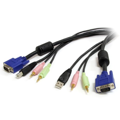 スターテック.com USB / VGA / オーディオ / マイク 一体型KVMケーブル 3m (未使用の新古品)
